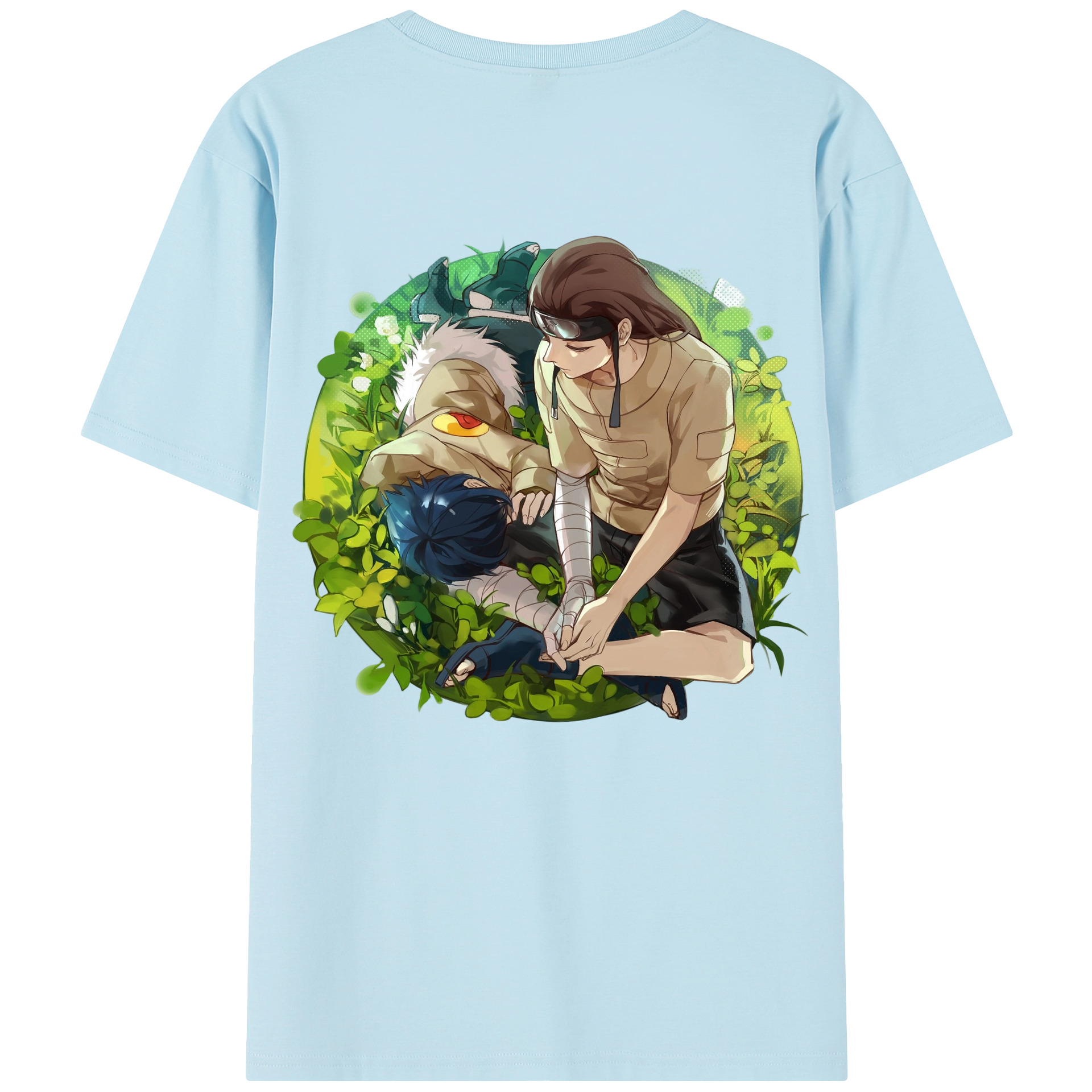（画像用） NARUTO -ナルト- 日向ネジ Hyūga Neji 綿100％半袖Tシャツ（背面プリント）